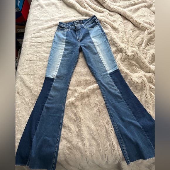 Hollister Blue Patchwork Flare Jeans - Picture 1 of 5